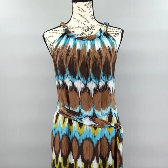 Banana Republic Silk Dress Womens Small Grace Ikat Print Brown Sleeveless Tunic - Picture 5 of 16